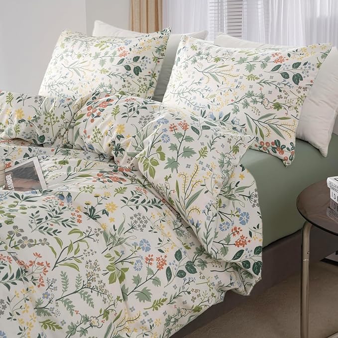 HighBuy Botanical Floral Twin XL Comforter Set Garden Floral Bedding Comforters Lightweight Microfiber Bedding Set Boho Chic Fluffy Soft Flower Comforter Twin XL with 2 Pillowcases,All Season