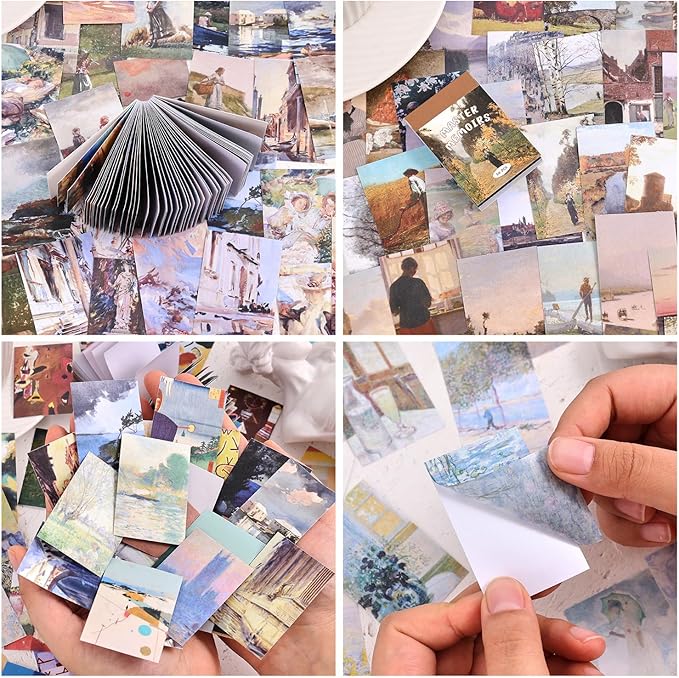 9 Sets 450 Sheets Washi Stickers for Journaling, Art Painting Drawing Themed Stickers Vintage Aesthetic Scrapbook Sticker Set for Bullet Journal Art Diary Card Craft Gifts Planner Notebook