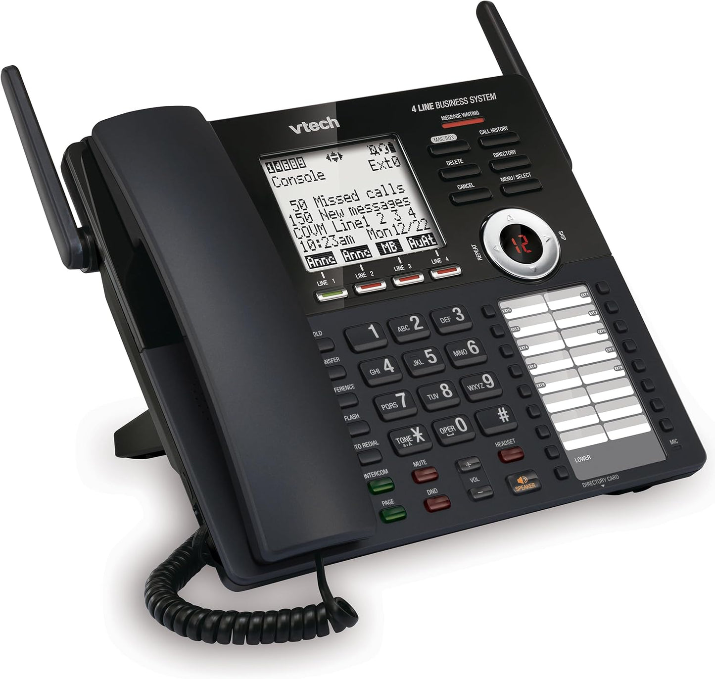 VTech AM18447 4-Line Small Business Phone System - Expandable to 10 Stations, Digital Answering Machine & Intercom, Black