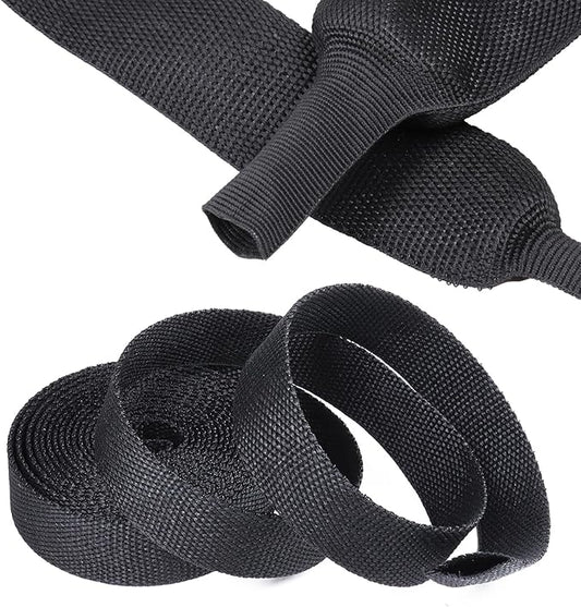 2 in 1 Heat Shrink Braided Sleeving Fabric Tubing-Ideal fit Irregular Shape Hose/Cable/Wire (1"(25mm), 14FT)