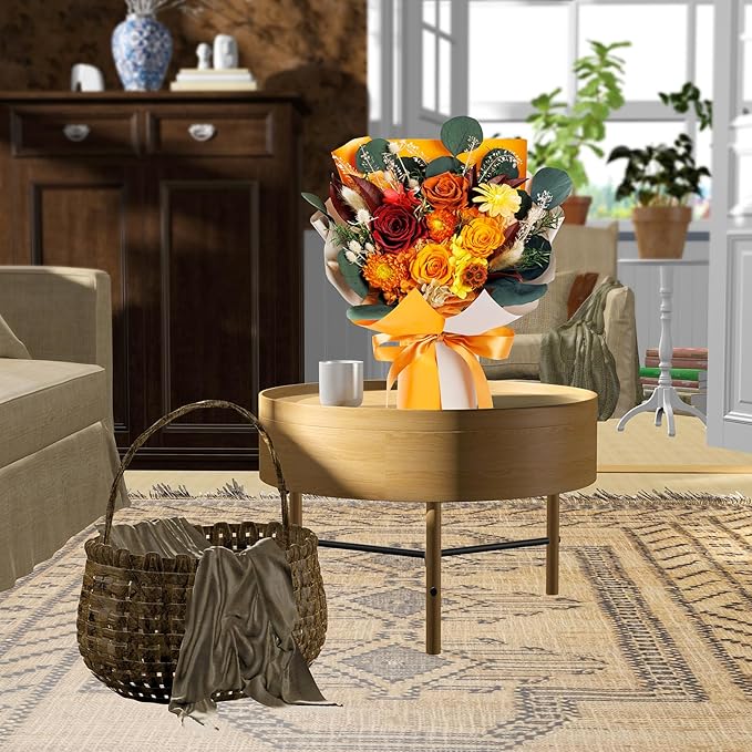 Perfectione Roses 4 Roses Mixed Bouquet for Mother's Day, Fall Flowers for Delivery, Preserved Flowers Birthday Gift for Women Mom Wife Grandma Her, Fall