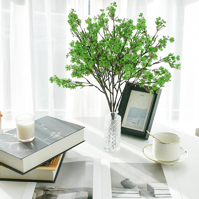 Mandy's Green Artificial Baby’s Breath European Flowers 6 Bundles Silk Gypsophila with Bendable Stems for Fall Thanksgiving & Christmas Centerpiece Wedding Decor and Table Arrangements