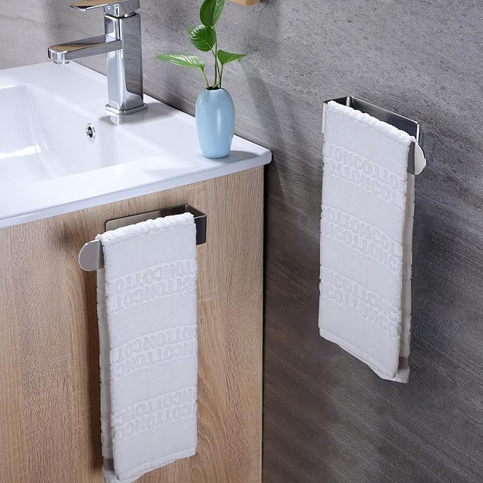 Taozun Hand Towel Holder/Towel Bar - Self Adhesive Hand Towel Rack Stainless Steel Towel Ring for Bathroom Kitchen, 2 Packs