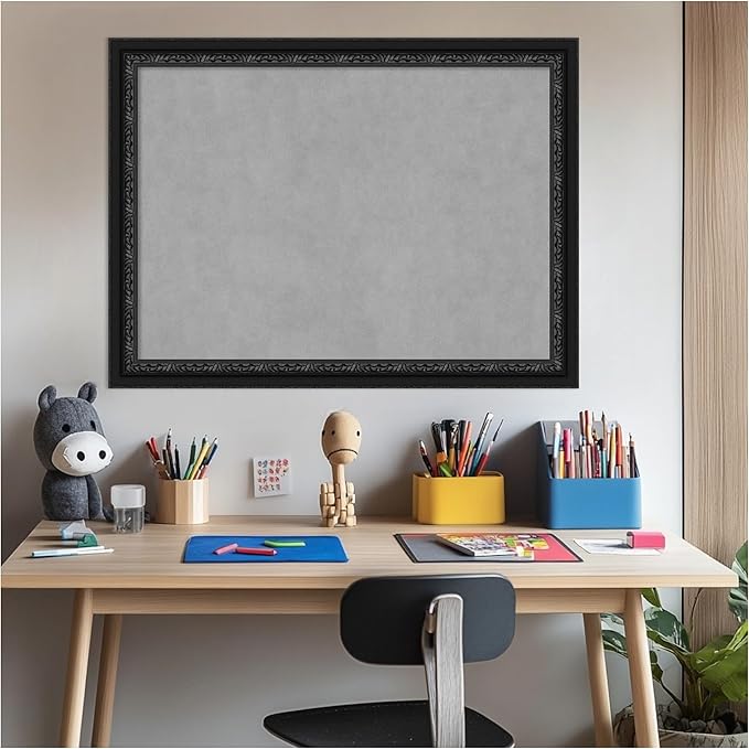 Amanti Art Black Framed Magnetic Board 24x32 Medium Vision Board for use with Magnets, 100% Metal Sheet to Display Items as Office Decor or for Home Organization in mudroom, Kitchen or Kids Room