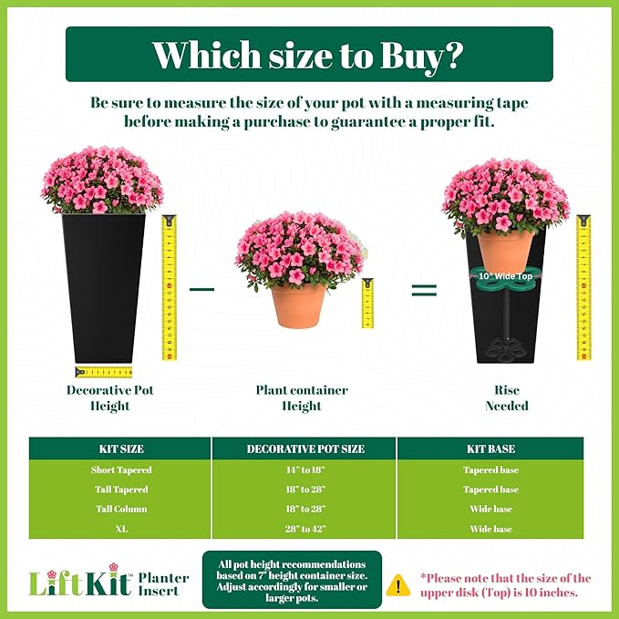 Tall Tapered Plant Riser Fill Bottom of Tall Flower Pots and Large Plant Containers | Indoor and Outdoor (11-17” Rise, 6" Base, 10" Top)