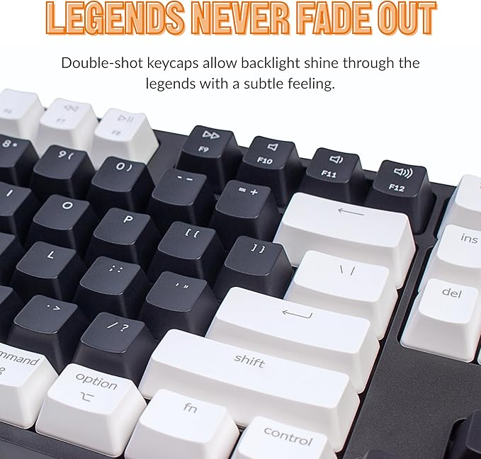 Keychron C2 Full Size 104 Keys Wired Mechanical Gaming Keyboard for Mac Layout with Gateron G Pro Red Switch/White LED Backlight/Double Shot ABS Keycaps/USB C Computer Keyboard for Windows Laptop