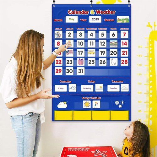 Godery Classroom Calendar & Weather Pocket Chart - 149 Organized Pieces for Effective Learning