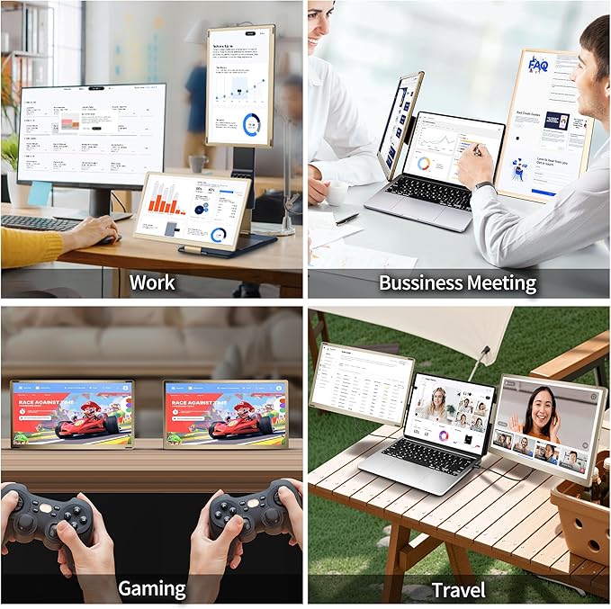 LivElect-m 15.6" Triple Laptop Screen Extender, FHD 1080P IPS Laptop Monitor Extender, Detachable Screen Travel Monitor Laptops with Speakers, Plug&Play, Compatible with Mac/Android/Win