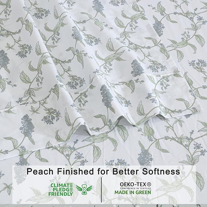 RUVANTI 100% Organic Cotton Sheets Split King, Percale Weave, GOTS Certified, 5-Piece Set, Deep Pocket 15", Crisp & Breathable, Soft Durable Bedding, Sábanas Algodón Orgánico – Vine Yard