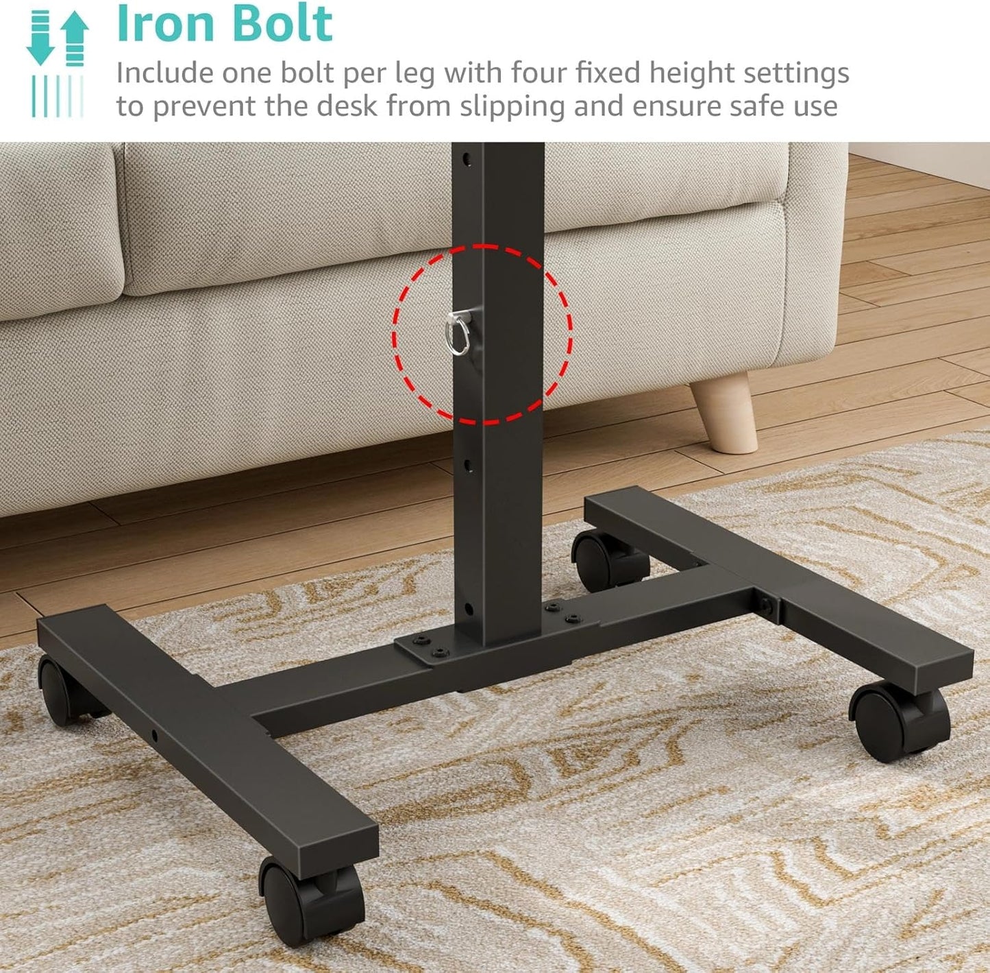 Small Portable Standing Desk by [Brand Name] - 24-Inch Adjustable Height Mobile Desk on Wheels | Rustic Brown for Kids & Small Spaces