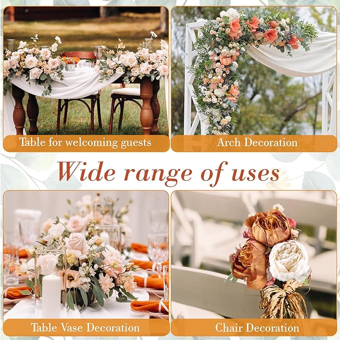 Zeyune 50Pcs Wedding Artificial Peonies 4 Inch Fake Silk Peony Faux Artificial Valentine Flower Bulk Rose Flower Head for Valentine Decoration Vintage Wedding Home Office(Orange and Milky White)
