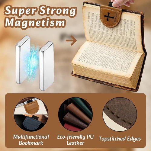 Bygone Mark Personalized Leather Bookmark with Pen Holder - Inspirational Bible Verse Design (Brown, Psalm 119:105)
