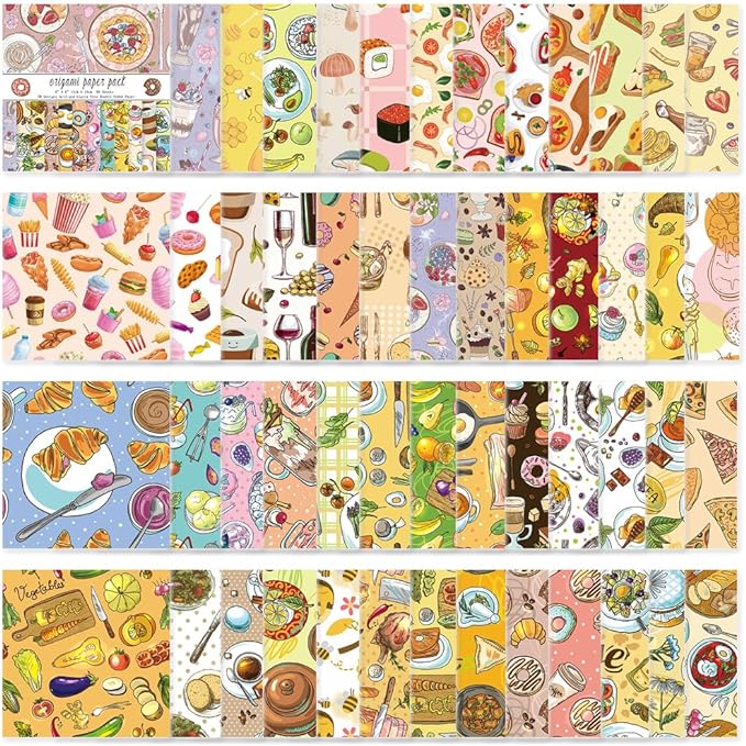 Origami Paper Kit 50 Sheets 70GSM 6 Inch Square Double Sided Color 50 Vivid Japanese Washi Chiyo Colors for Hand Crafts Origami Paper Arts Creativity.Dessert