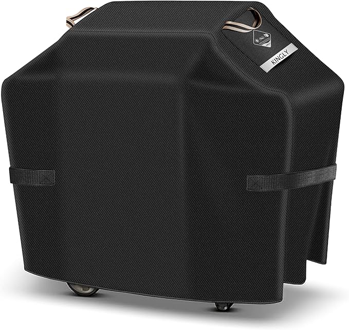 KINGLY Heavy Duty 55 Inch Grill Cover for Outdoor Grill,600D Waterproof Fade Resistant 55 Inch BBQ Gas Grill Cover for Weber Outdoor Grill with Strap,Barbecue Cover for Weber Char-Broil Nexgrill,etc