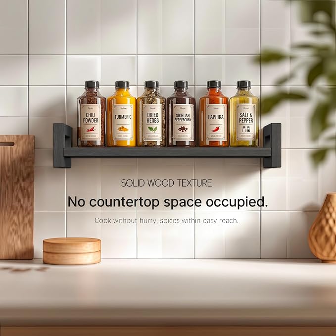 Vailando Floating Shelves for Wall, Set of 3 Solid Wood Wall Mounted Shelves, 16" Black Display Shelf for Bedroom, Living Room, Bathroom, and Kitchen Decor - Heavy-Duty & Natural Pine
