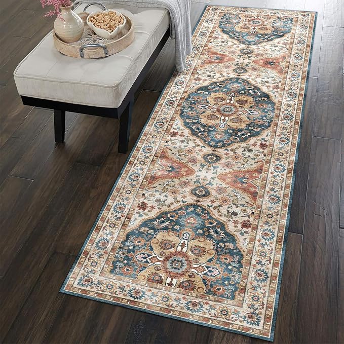vivorug Runner Rug 2'x7' Vintage Washable Non-Slip Runners for Hallways Kitchen Entryway Laundry Room Carpet Hallway Runner Beige