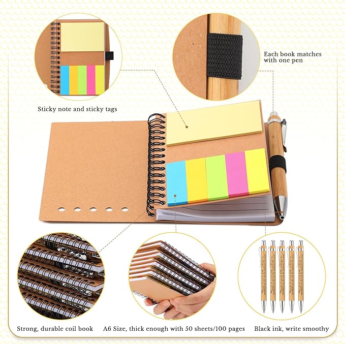 Jetec Inspirational Notebooks Bulk Spiral Notebook with Sticky Notepad Motivational Pens Valentines Day Gifts for for Employee Coworker Nurse Staff Teacher Nurse Volunteer(50 Sets,Difference Maker)