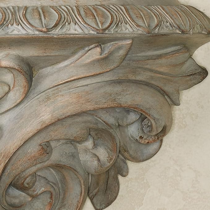 Touch of Class Clareville Gray Acanthus Leaf Wall Shelf