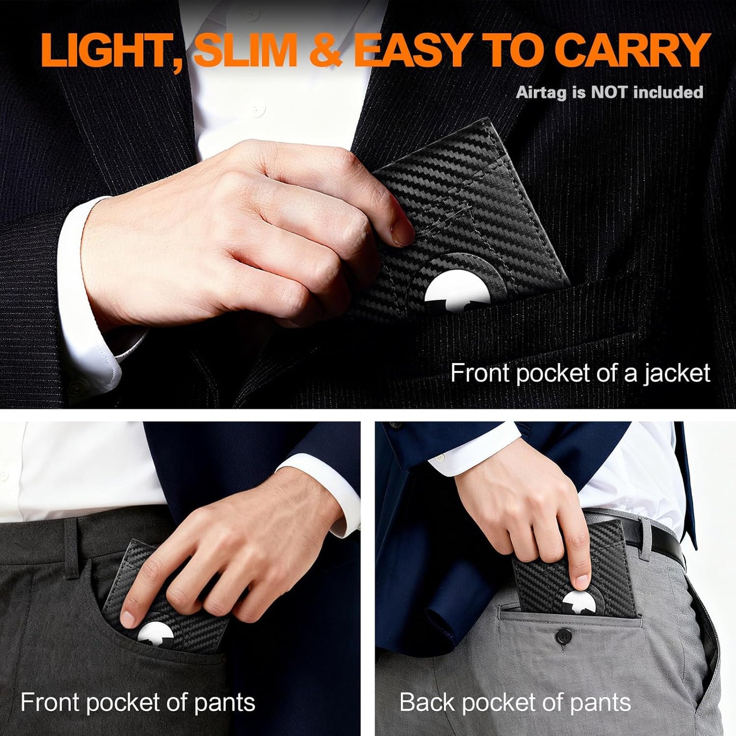Skiennix Slim RFID Blocking Bifold Wallet - Carbon Fiber Minimalist Design | Compact Front Pocket Holder with 2 ID Windows & Cash Slot