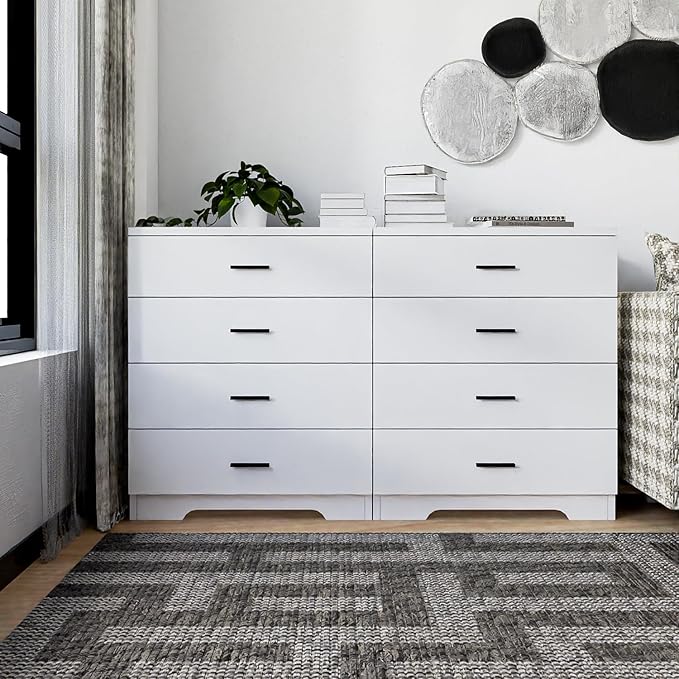 Dresser for Bedroom with Power Outlets Wood 4 Drawer Dresser with Large Organizer Tall Chest of Drawers Closet for Bedroom Living Room Kids Room Hallway