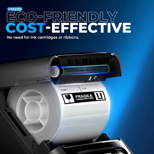 Nelko Label Maker Machine - PM220 Bluetooth Thermal Printer | 2-Inch Portable Labeling for Small Business & Personal Use, Black