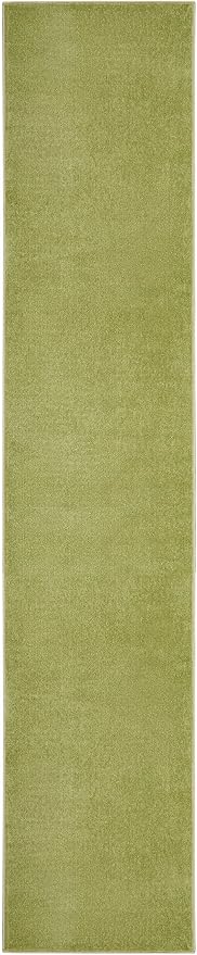 Nourison Home Nourison Essentials Green 2'2" x 20' Area Rug - Easy Clean, Non Shedding, Bed Room, Living Room, Dining Room, Kitchen (20' Runner)