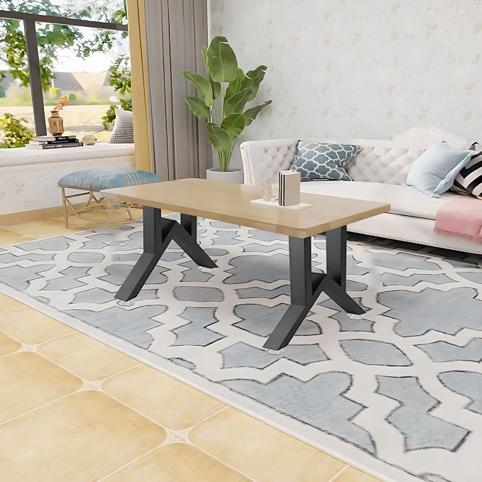 19 Inch Metal Table Legs, Heavy Duty Industrial Metal Coffee Table Desk Legs Set of 2 Mid Century Home DIY Projects Furniture Feets with Adjustment Feet Pads(Bear Up to 800lb)