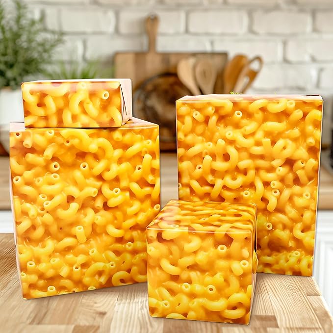 Altarho Funny Wrapping Paper Roll for Men Women - Weird Cheesy Macaroni Novelty Design for Teen Adult Birthday Total 28.5sq.ft