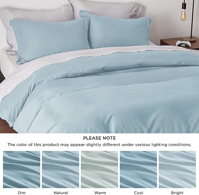 Bedsure Duvet Cover Queen Size - Soft Double Brushed Bedding Set for Kids & Adults, Zipper Closure, 3 Pieces, Includes 1 Duvet Cover (90"x90") & 2 Pillow Shams, NO Comforter, Winter Sky