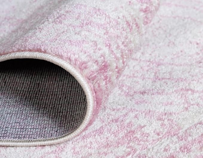 Unique Loom Bromley Collection Area Rug - Wells (9' x 12' 2" Rectangle Pink/Ivory)