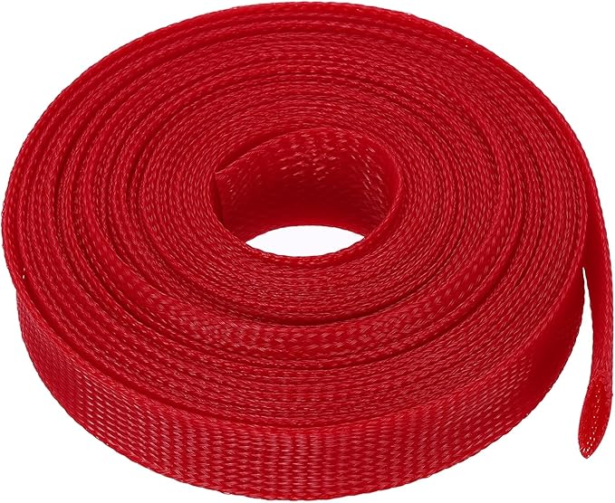 uxcell Expandable Sleeving, 1-inch 25ft Cable Sleeve, Red