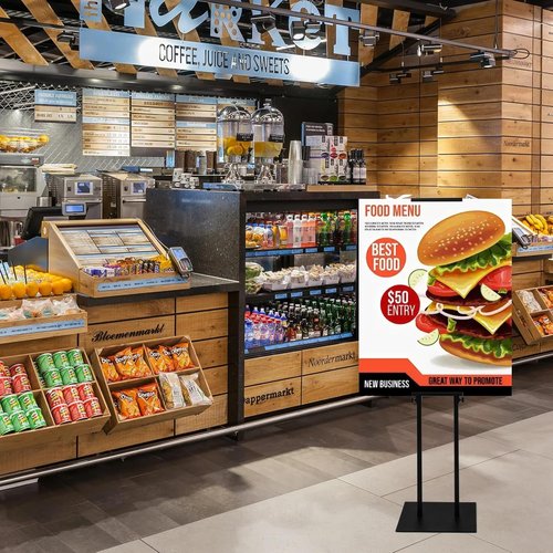 Adjustable Metal Sign Holder - Double-Sided Floor Poster Board Stand | 82-Inch Height, 2 Pack