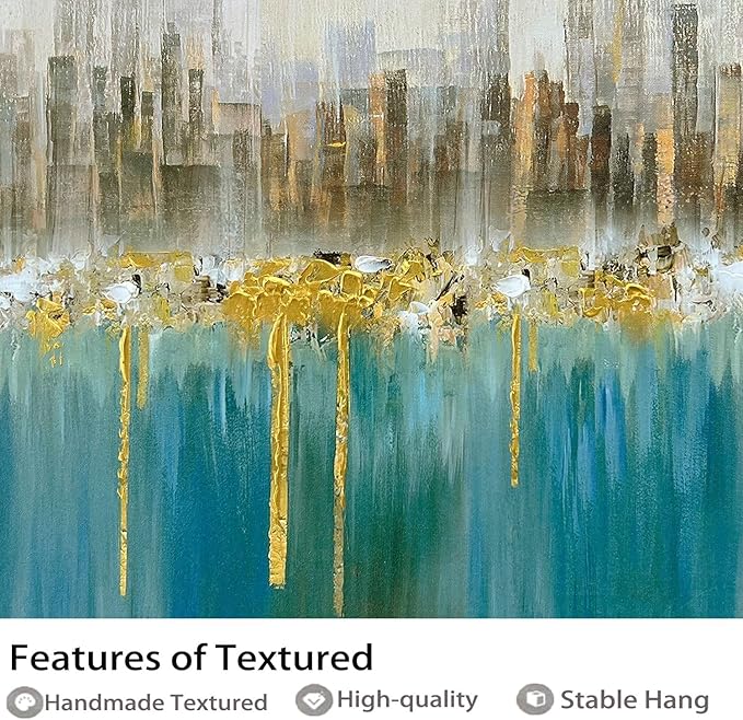 Ardemy Large Framed Wall Art Abstract Canvas Modern Gold Textured Wall Decor Living Room Painting Picture Artwork Bedroom Home Office, 48"x24"