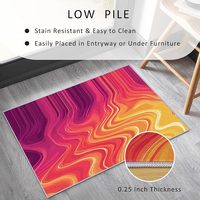 70s Rug 6x9 Vibrant Sensory Abstract Retro Pop Pattern Area Rugs for Living Room, Bedroom, 70s Home Decor Accessories Indoor Carpet, Non Slip & Machine Washable, GD0409