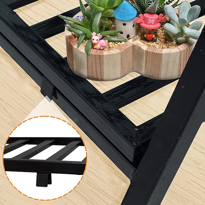 Gardzen Heavy Duty 3 Tier Metal Plant Stand, Flower Display Rack & Planter Shelf Holder for Indoor Outdoor Use, Clearance – Partial Coating Peels