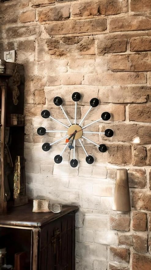 Mid Century Modern Ball Clock: George Nelson Style Wood Wall Decor (Black, 20 Inch)