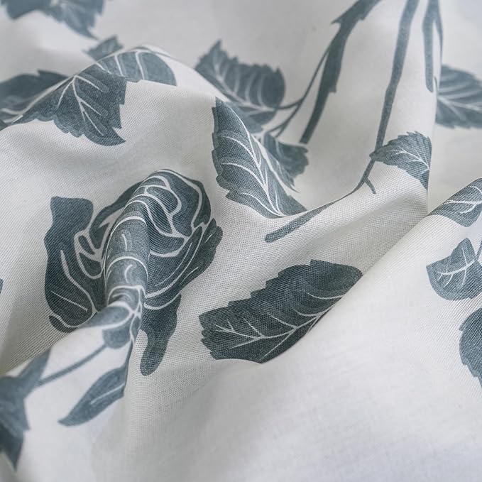 Bedding_Dreamer Comforter Set Queen Size 100% Cotton Comforter Botanical Leaf Comforters Blue Floral Bedding Sets Soft Breathable 3 Pcs