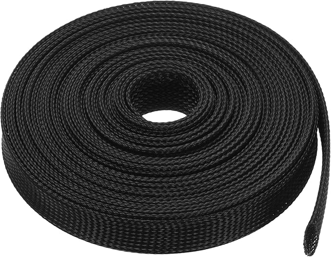 uxcell Expandable Sleeving,1 3/16-inch 25ft Cable Sleeve, Black