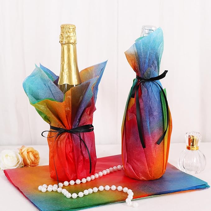 BEISHIDA Rainbow Gradient Tissue Paper Bulk, Colored Wrapping Tissue Paper for Gift Bags, 14 x 20 Inch Gift Wrap for Birthday Wedding Graduation DIY Crafts Holiday Flowers-50 Sheets
