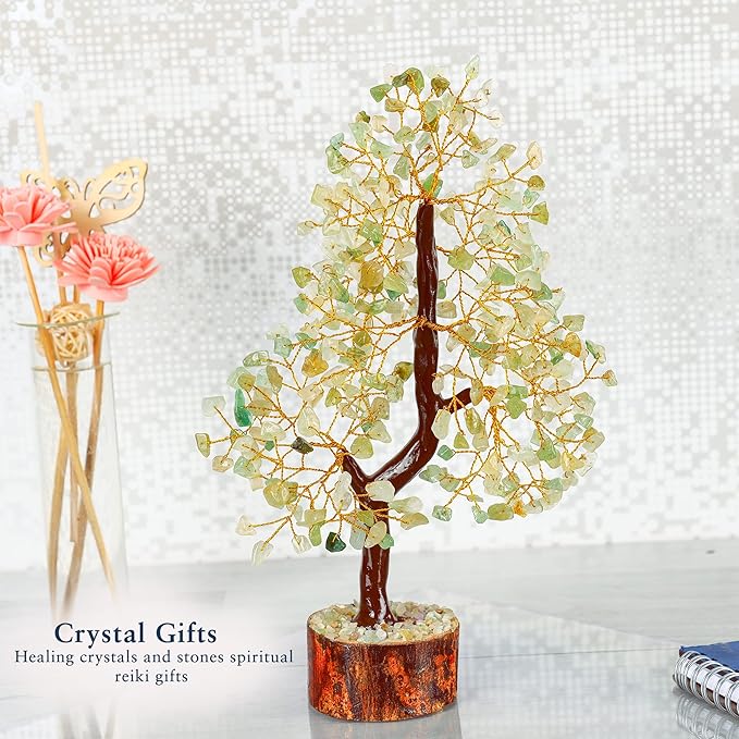 YATHABI Green Jade - Spiritual Tree - Jade Crystal - Crystal Tree of Life - Jade Tree Decor - Feng Shui Tree - Crystal Money Tree - Positive Energy - Bonsai Tree - Chakra Tree