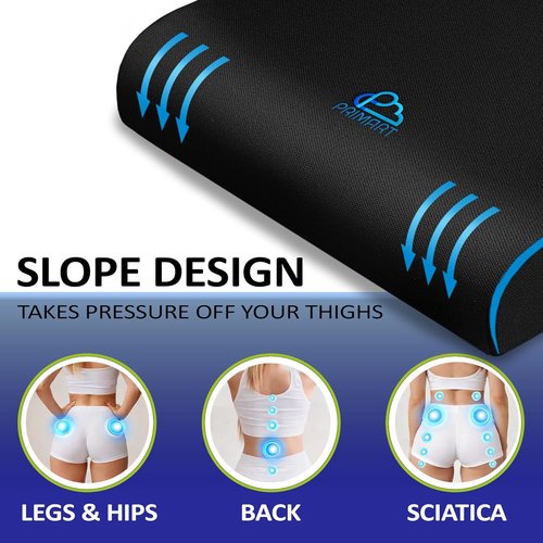 Memory Foam Seat Cushion - Ergonomic Relief for Back, Coccyx & Sciatica Pain | Ideal for Car, Wheelchair & Stadium (Gray)