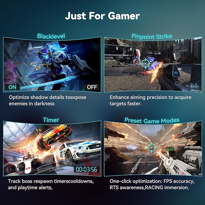 34 inch Ultrawide Curved Computer Gaming Monitor 165Hz UWQHD 3440x1440,1500R -PIP,1ms (MPRT),HDR, 300nits, sRGB99%,FreeSync,HDMI2.0(TMDS) x2,DP1.4 x2,Eye Care,Support Wallmount