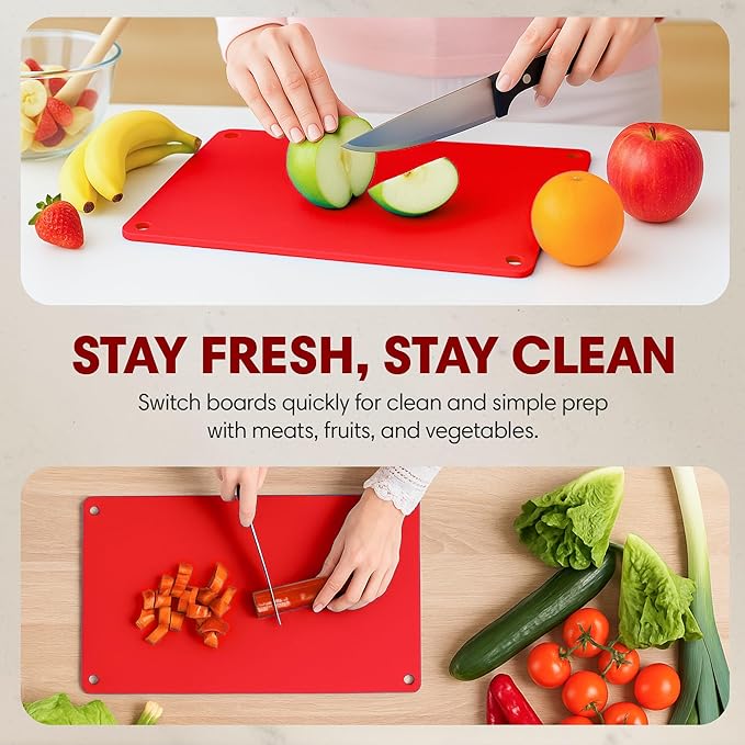 XL Meal Prep System Cutting Board - Large Cutting Board with Juice Groove, Spikes, Drip Tray & Removable Surface - Carving Board - BBQ Essential & Kitchen Gifts - BPA Free Cutting Board - Red