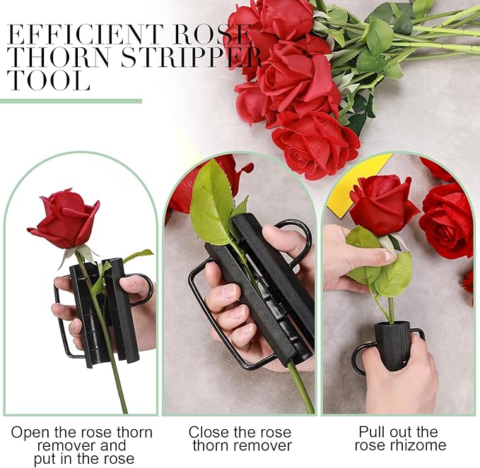 2 Pcs Rose Thorn Stripper Tool Thorn Remover for Roses Leaf Leaf Stripping Tool Flower Stem Cleaner Cutter for Outdoor Gardening Flower Arrangement Florist Supplies