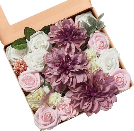 Artificial Flowers Combo, Fake Flowers for DIY Tables Centerpieces Baby Shower Bridal Shower Wedding Bouquet Arrangements Party Candle Holder Cake Decor Flower Home Decorations