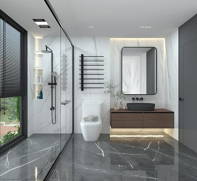 ANDY STAR 24x36‘’ Black Bathroom Mirror Over Sinks, Rounded Rectangle Mirrors for Bathroom Vanity Tube Metal Framed Wall-Mounted Vertical/Horizontal for Home Remodel