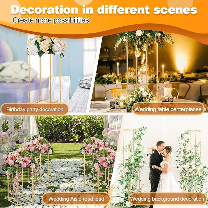 20pcs 15.7inch Gold Wedding Table Centerpiece, Wedding Flower Vase forWedding Table Decoration,Anniversary Party Event Home Decor(Gold)