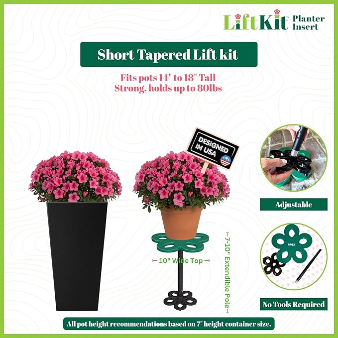 Short Tapered Plant Riser Fill Bottom of Tall Flower Pots and Large Plant Containers | Indoor and Outdoor (7-10” Rise, 6" Base, 10" Top)