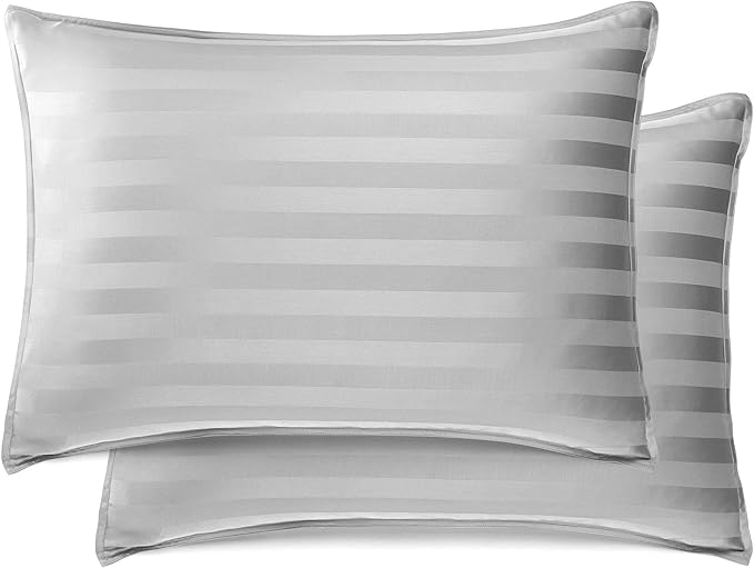 Pure Bamboo Split King Sheets, Genuine 100% Organic Viscose Derived from Bamboo Bed Sheet Set, Soft & Cooling, Double Stitching, 2 Fitted Sheets (Split King, Jacquard Silver)