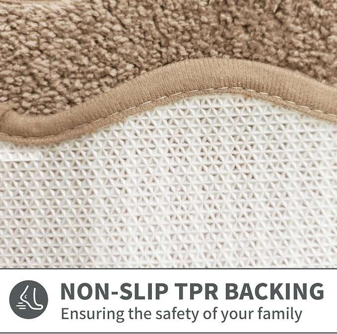 Cute Scalloped Beige Bathroom Rugs Mat,Non Slip Absorbent Quick Dry Bath Mats for Shower Room,Microfiber Bath Mats for Bathroom Floor Washable Carpet for Shower Tub Sink Bedroom,20"x32"